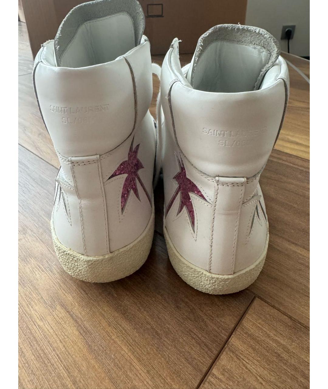 SAINT LAURENT Белые кожаные кроссовки, фото 3
