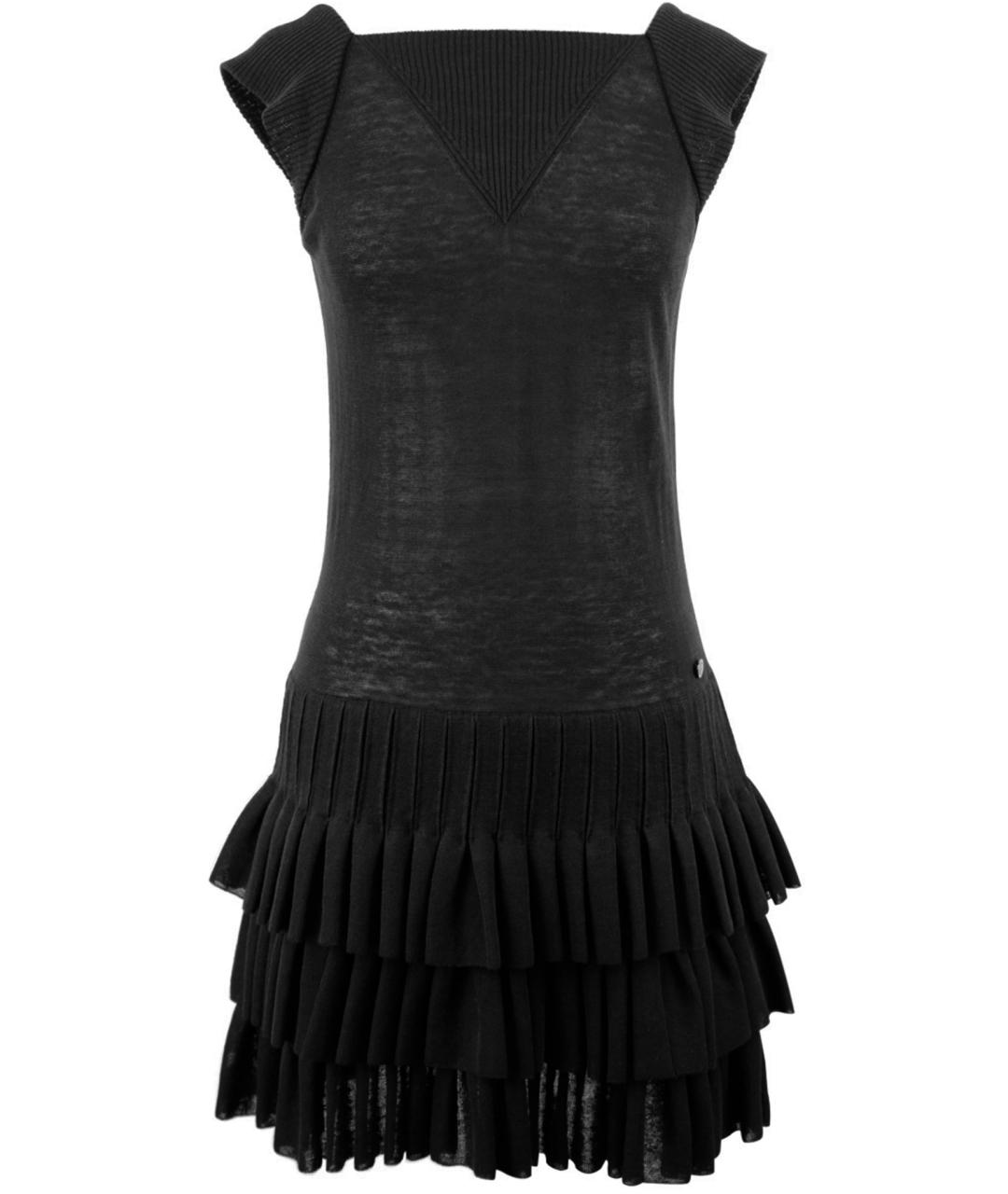 CHANEL Черное льняное коктейльное платье, фото 1