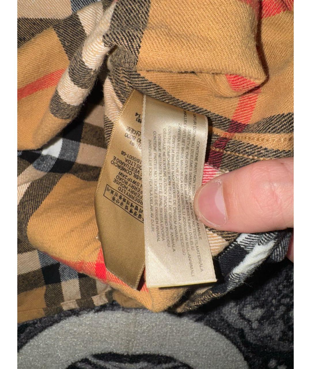 BURBERRY Коричневая хлопко-шерстяная кэжуал рубашка, фото 4