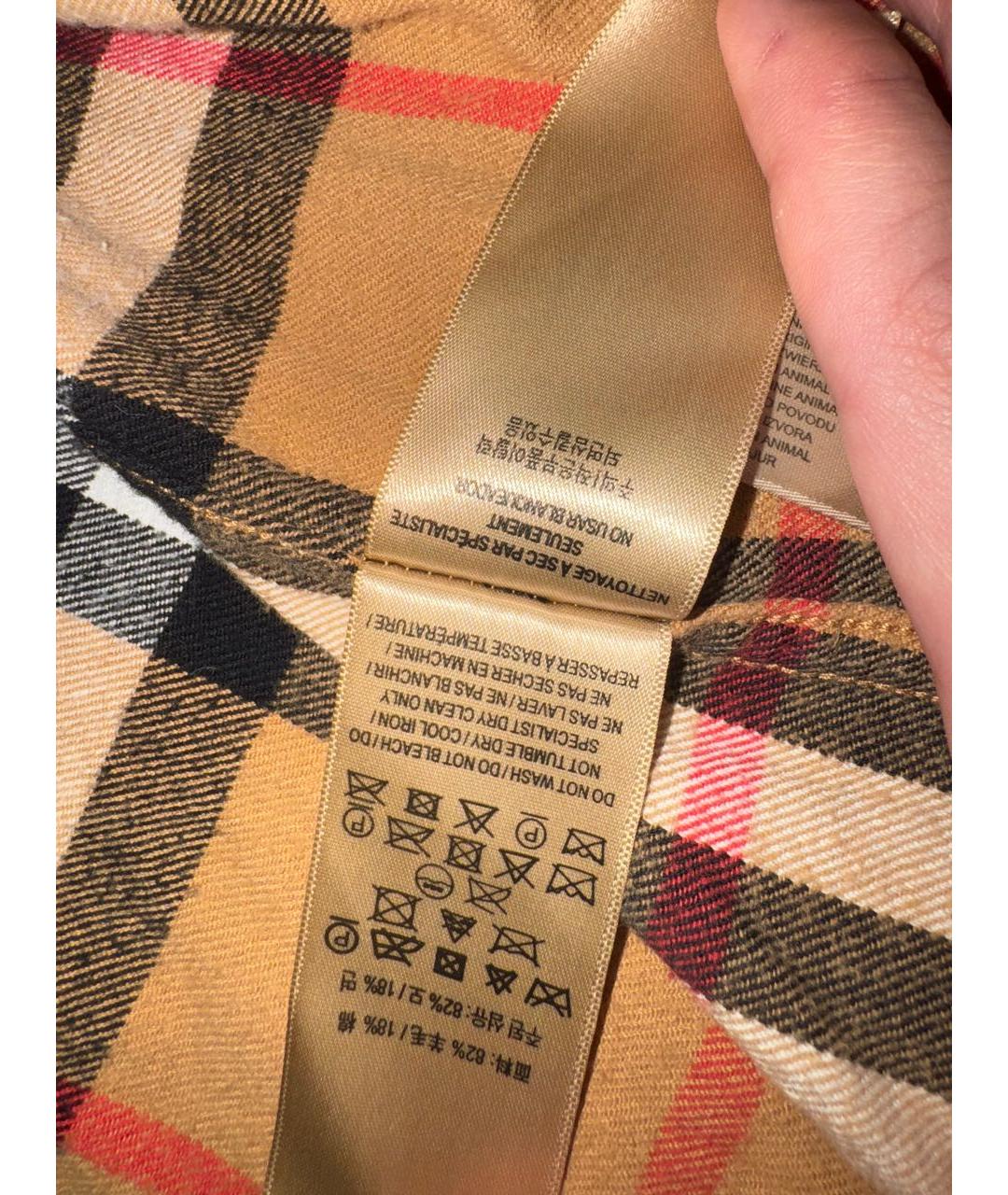 BURBERRY Коричневая хлопко-шерстяная кэжуал рубашка, фото 7
