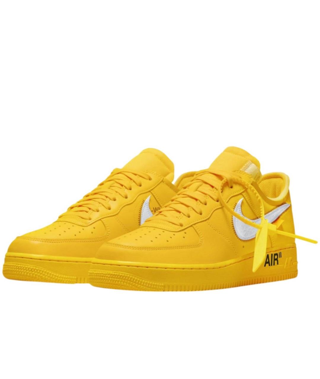 NIKE X OFF-WHITE Желтые кожаные низкие кроссовки / кеды, фото 2