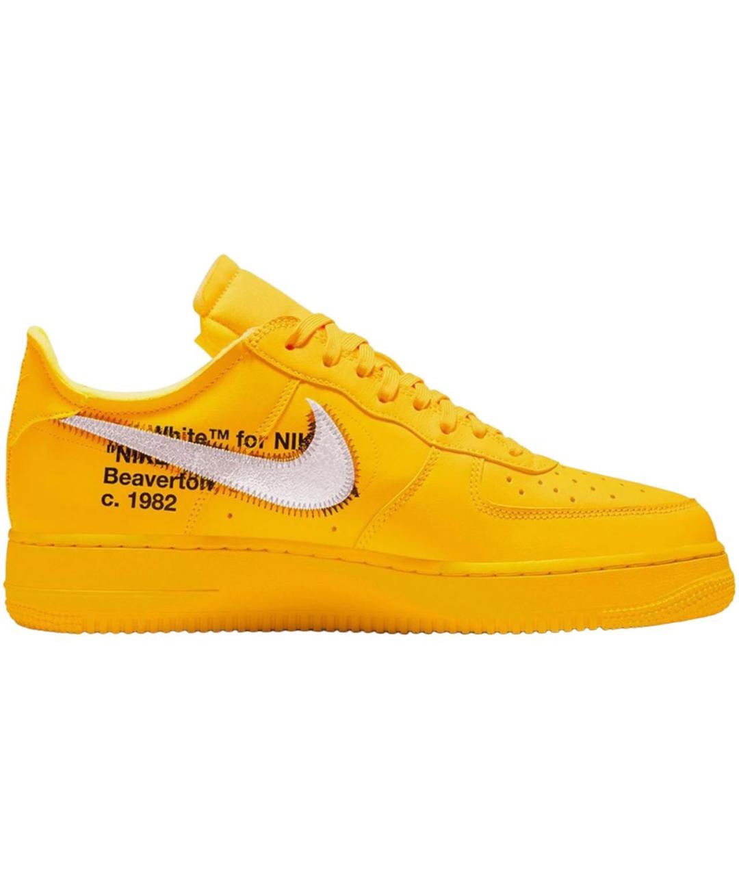 NIKE X OFF-WHITE Желтые кожаные низкие кроссовки / кеды, фото 1