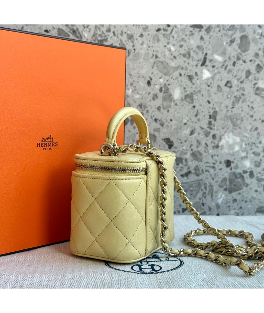 CHANEL Желтая кожаная сумка через плечо, фото 4