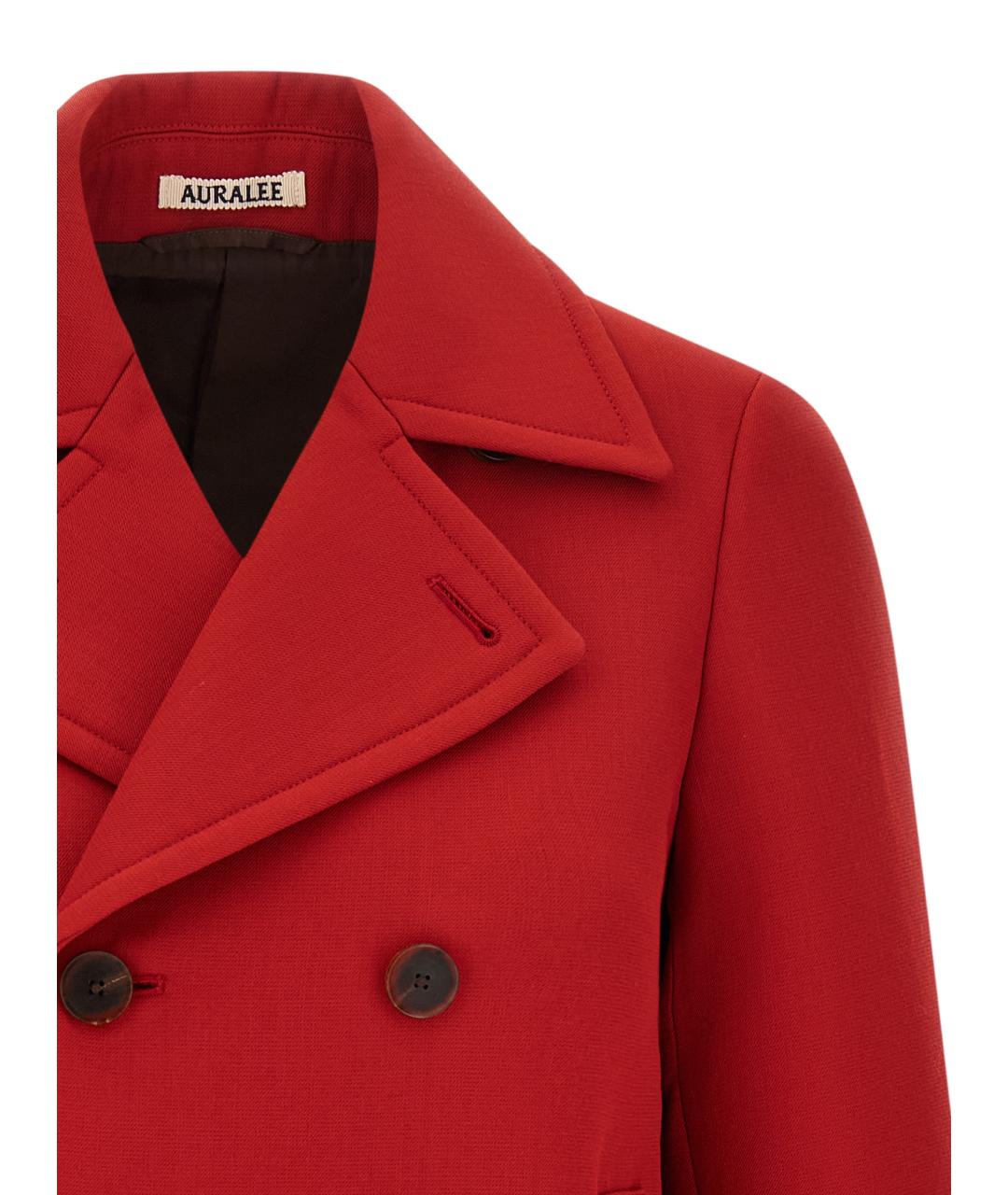 AURALEE Красное шерстяное пальто, фото 3