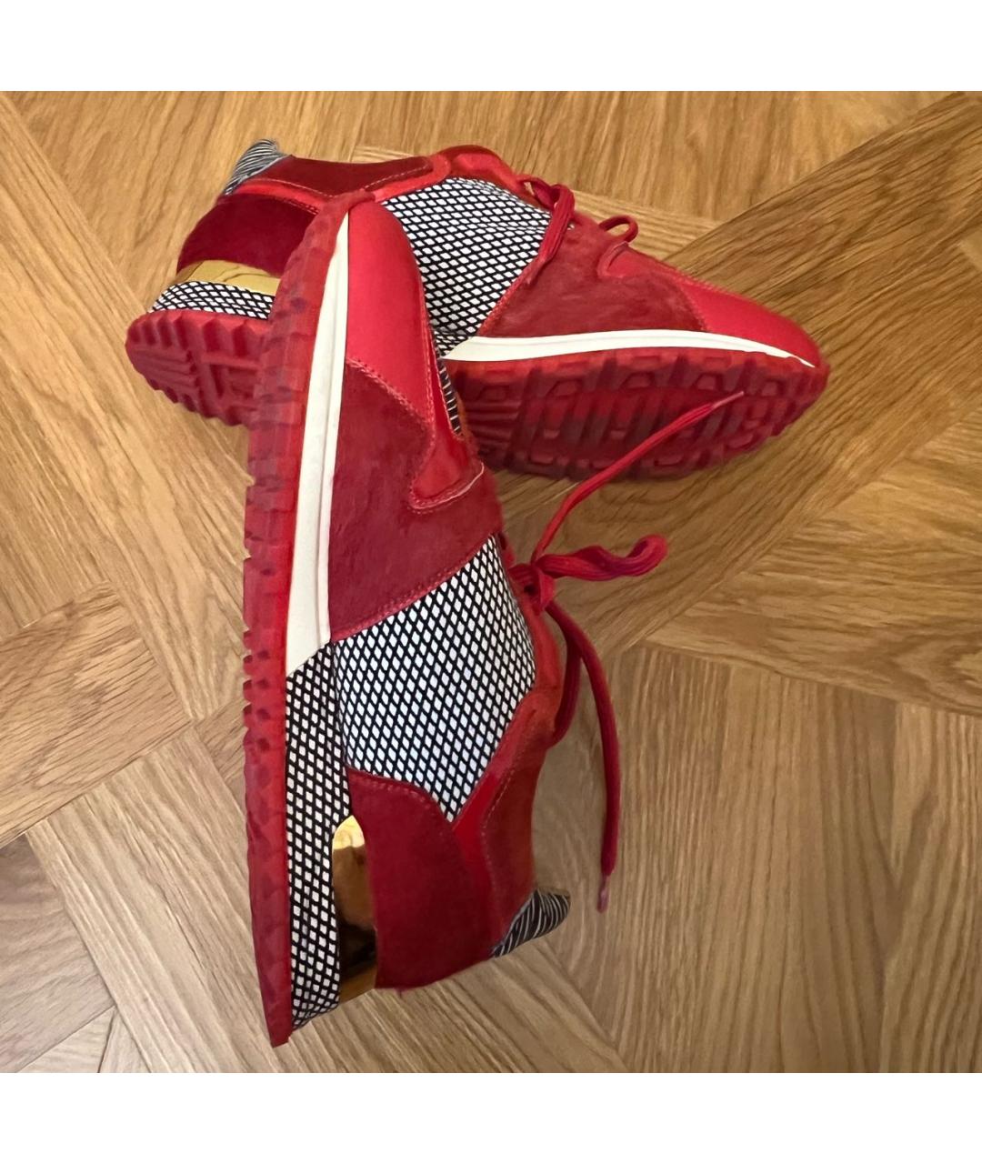 LOUIS VUITTON Красные кожаные кроссовки, фото 2