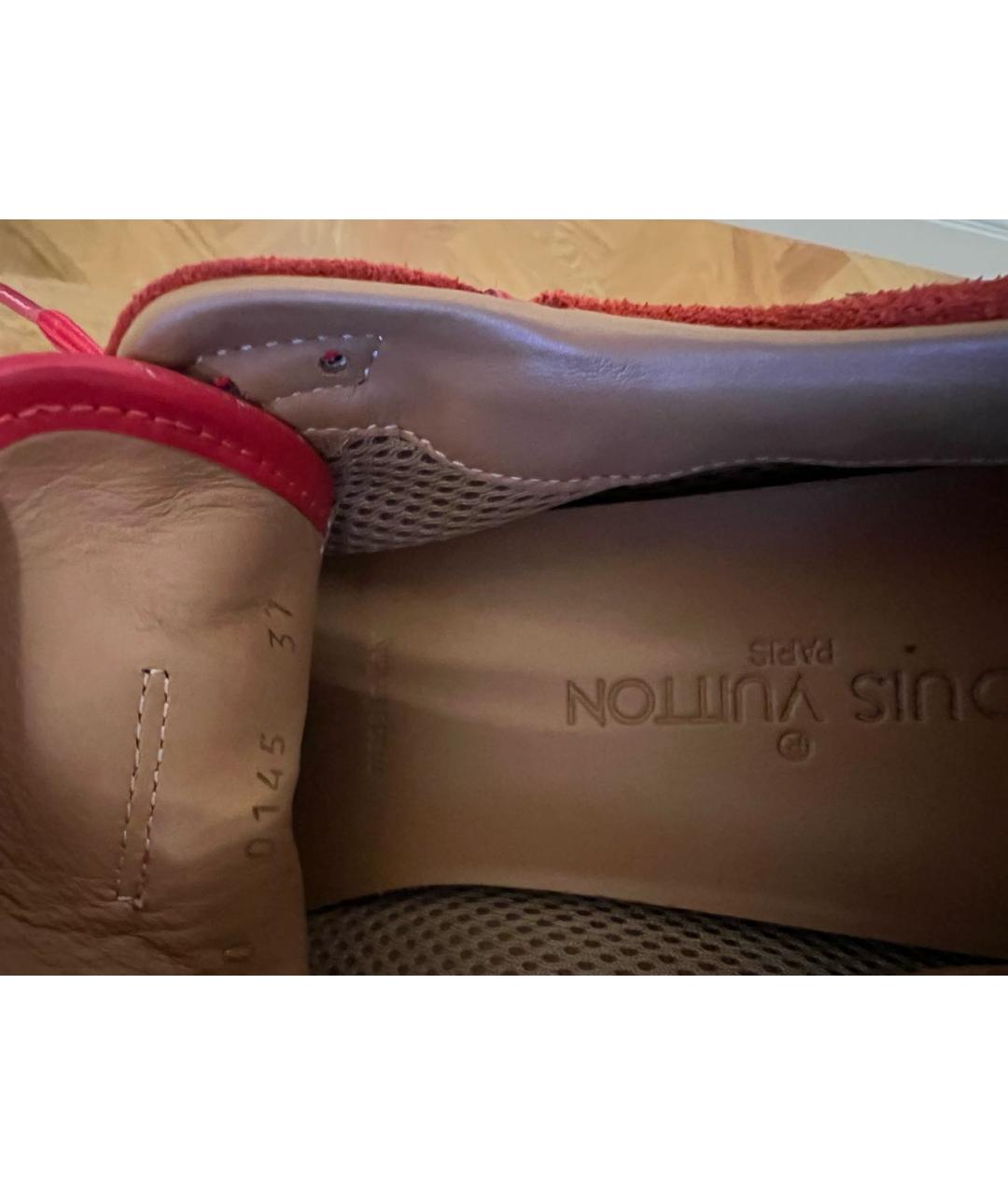 LOUIS VUITTON Красные кожаные кроссовки, фото 3