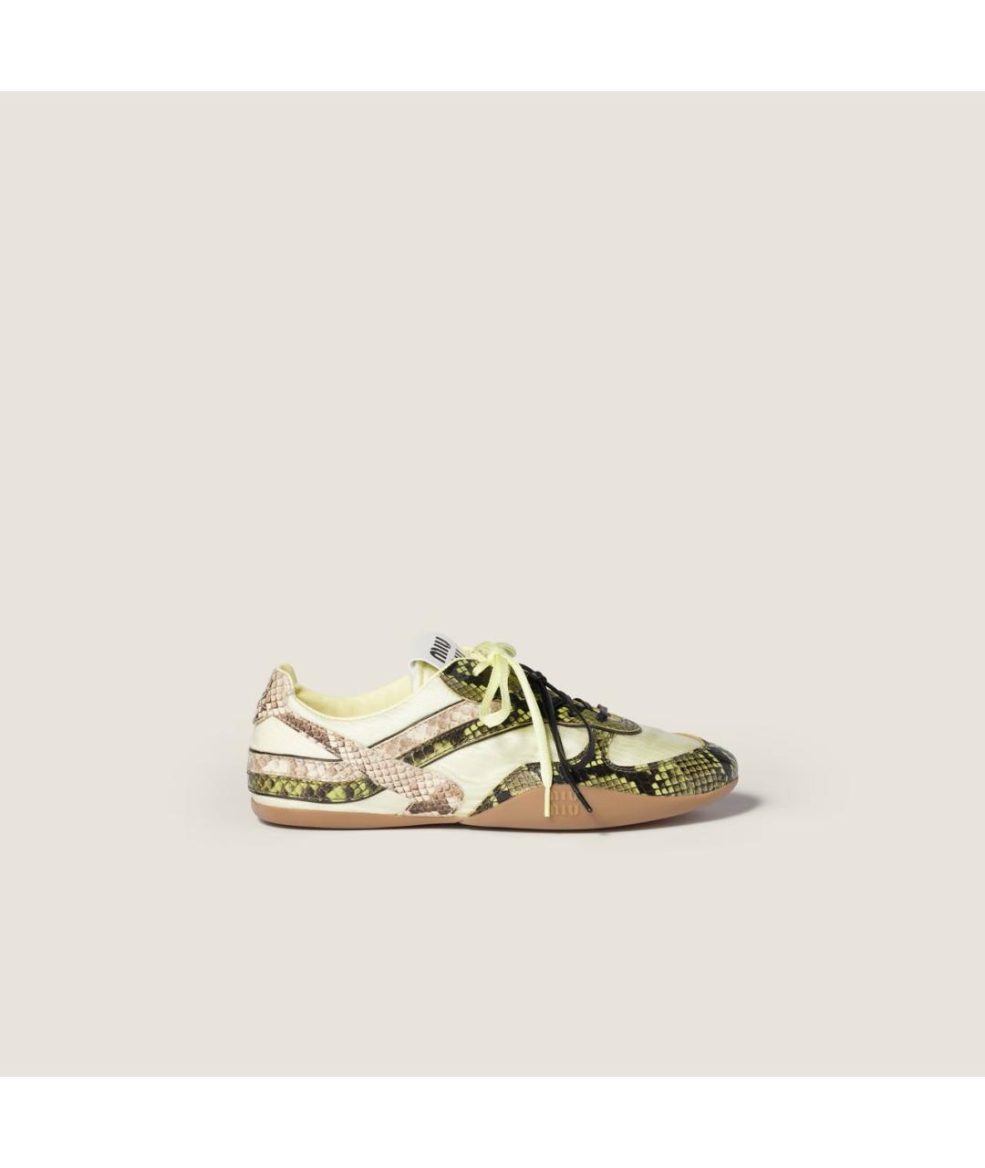 MIU MIU Желтые кожаные кеды, фото 2