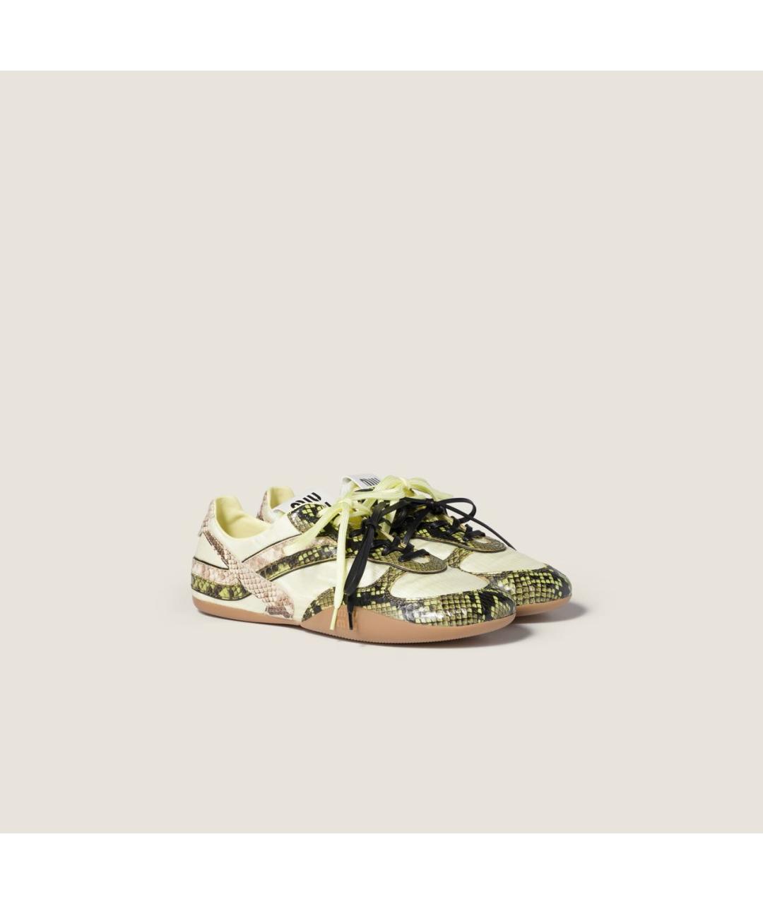 MIU MIU Желтые кожаные кеды, фото 7
