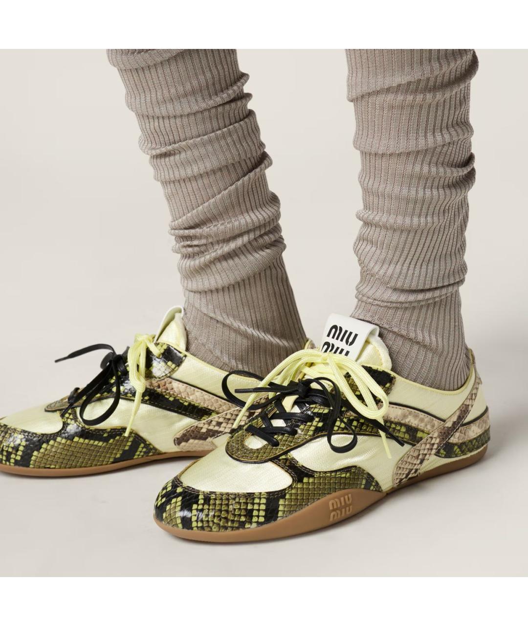 MIU MIU Желтые кожаные кеды, фото 6