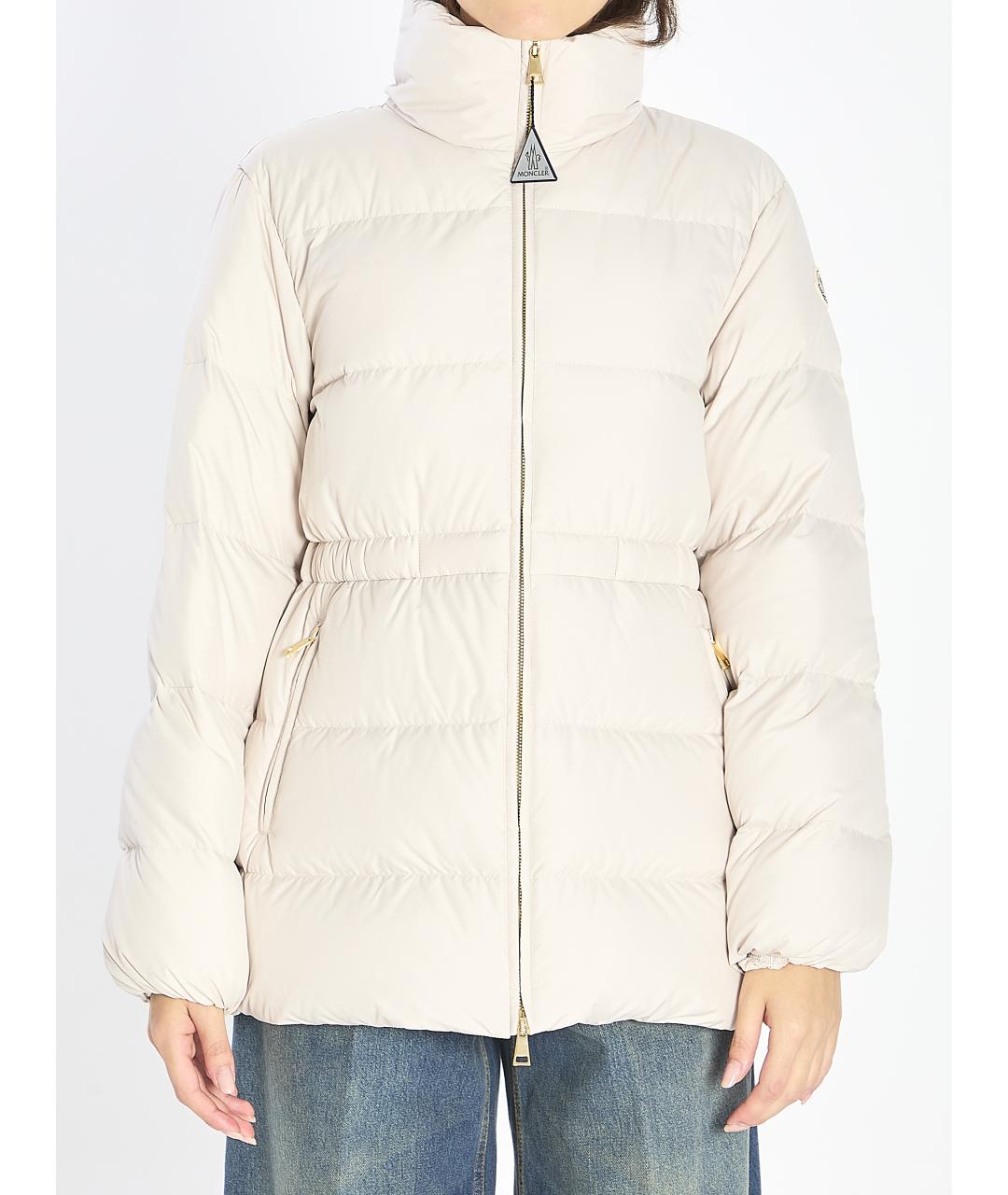 MONCLER Бежевый полиэстеровый пуховик, фото 2