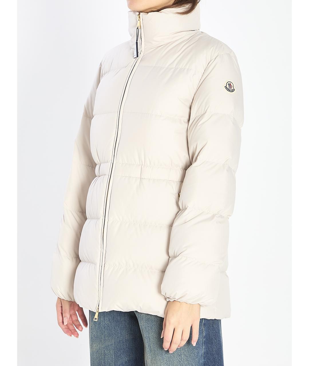 MONCLER Бежевый полиэстеровый пуховик, фото 3
