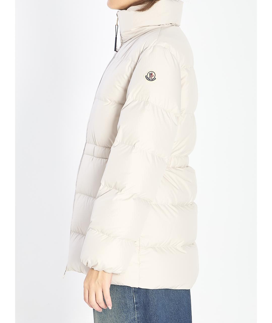 MONCLER Бежевый полиэстеровый пуховик, фото 4
