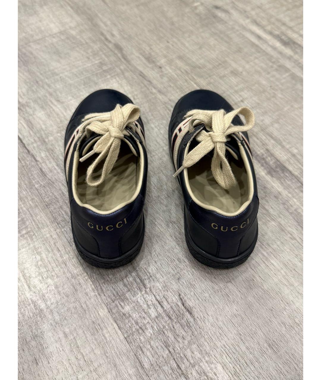 GUCCI Синие кожаные ботинки, фото 3