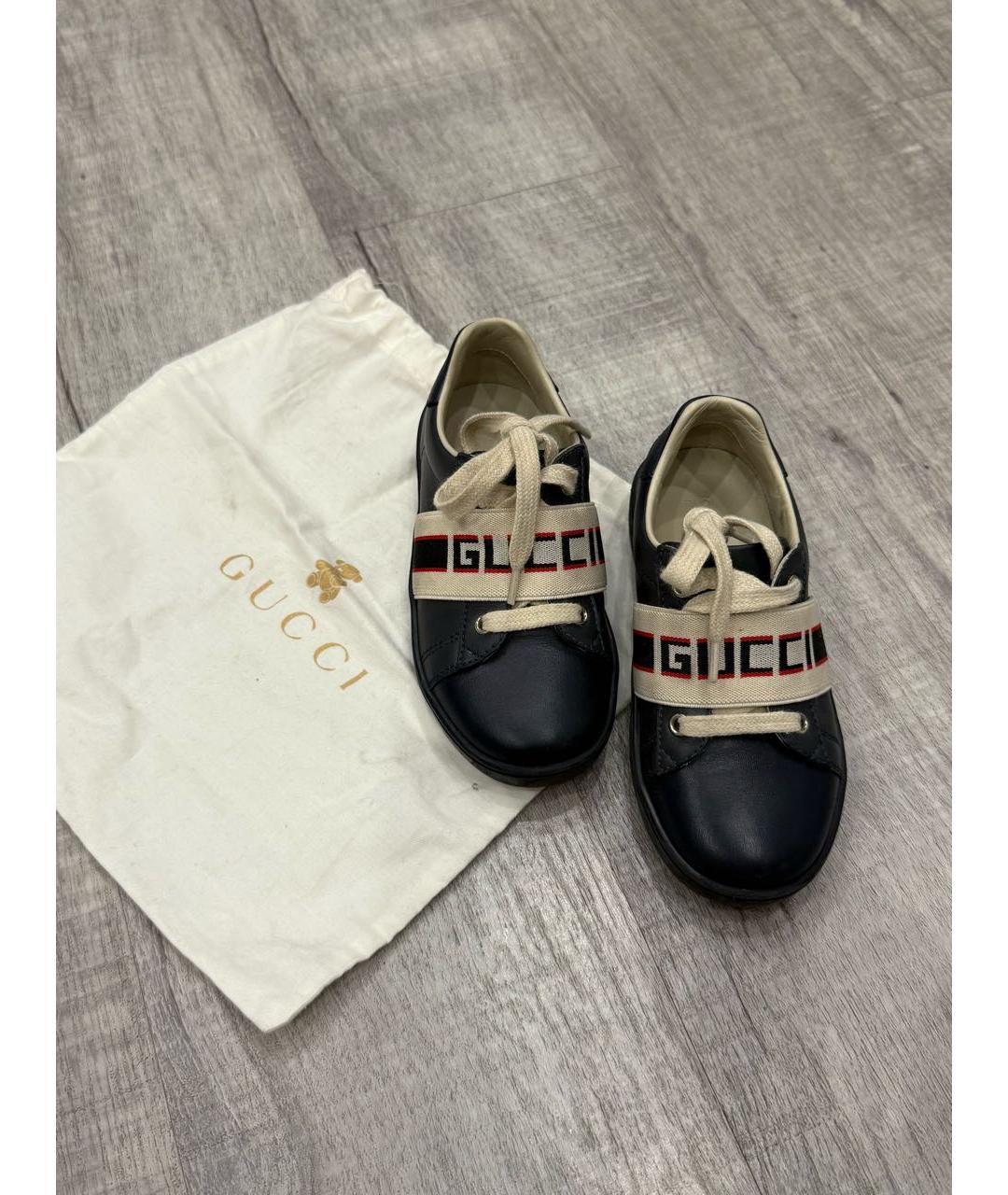 GUCCI Синие кожаные ботинки, фото 4