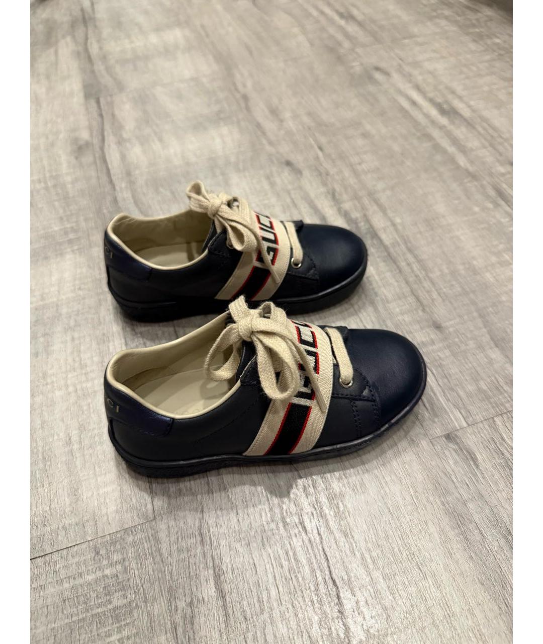 GUCCI Синие кожаные ботинки, фото 7