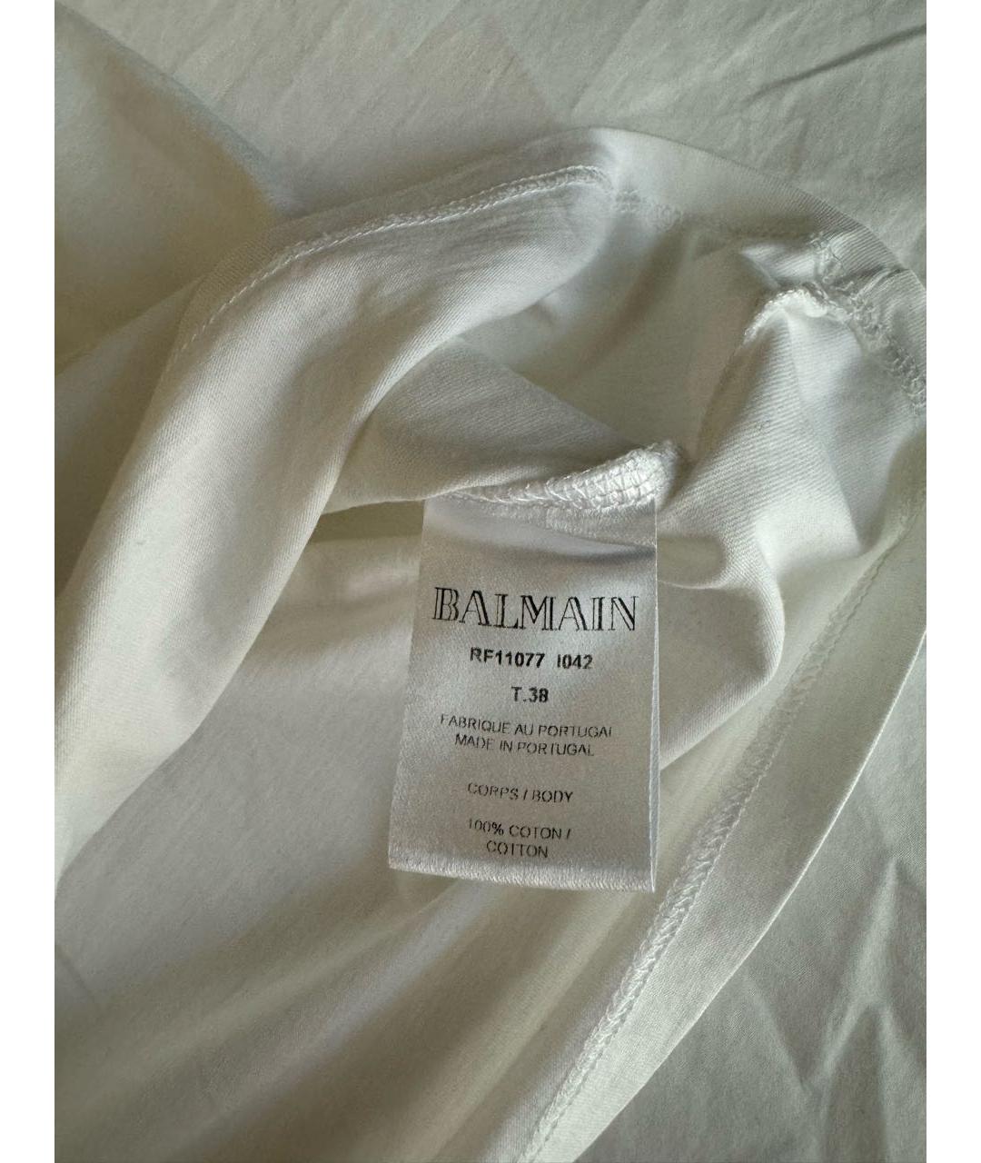 BALMAIN Белая хлопковая футболка, фото 2