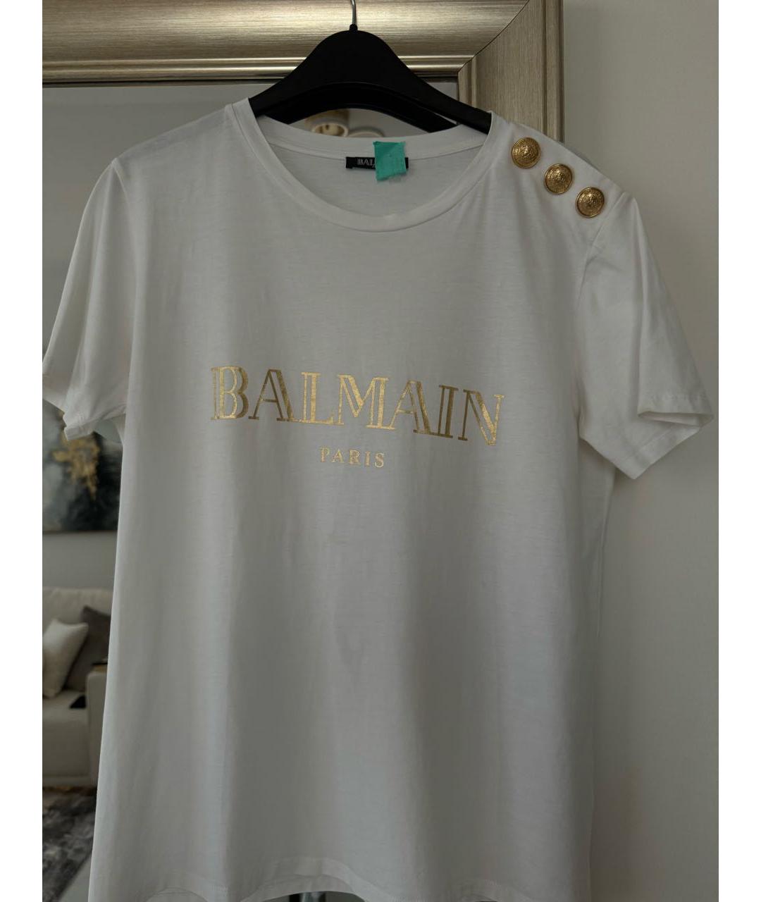 BALMAIN Белая хлопковая футболка, фото 5