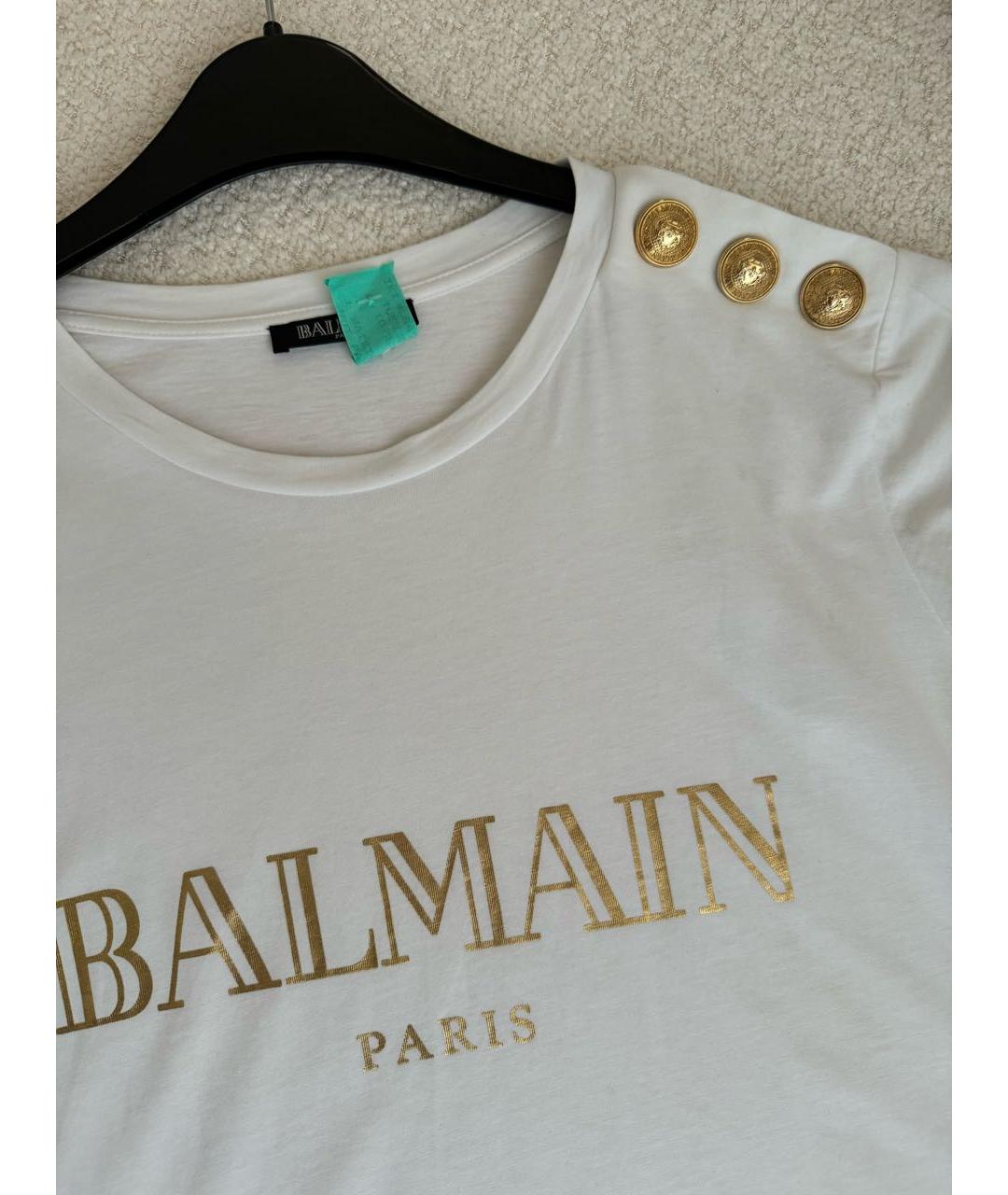 BALMAIN Белая хлопковая футболка, фото 4