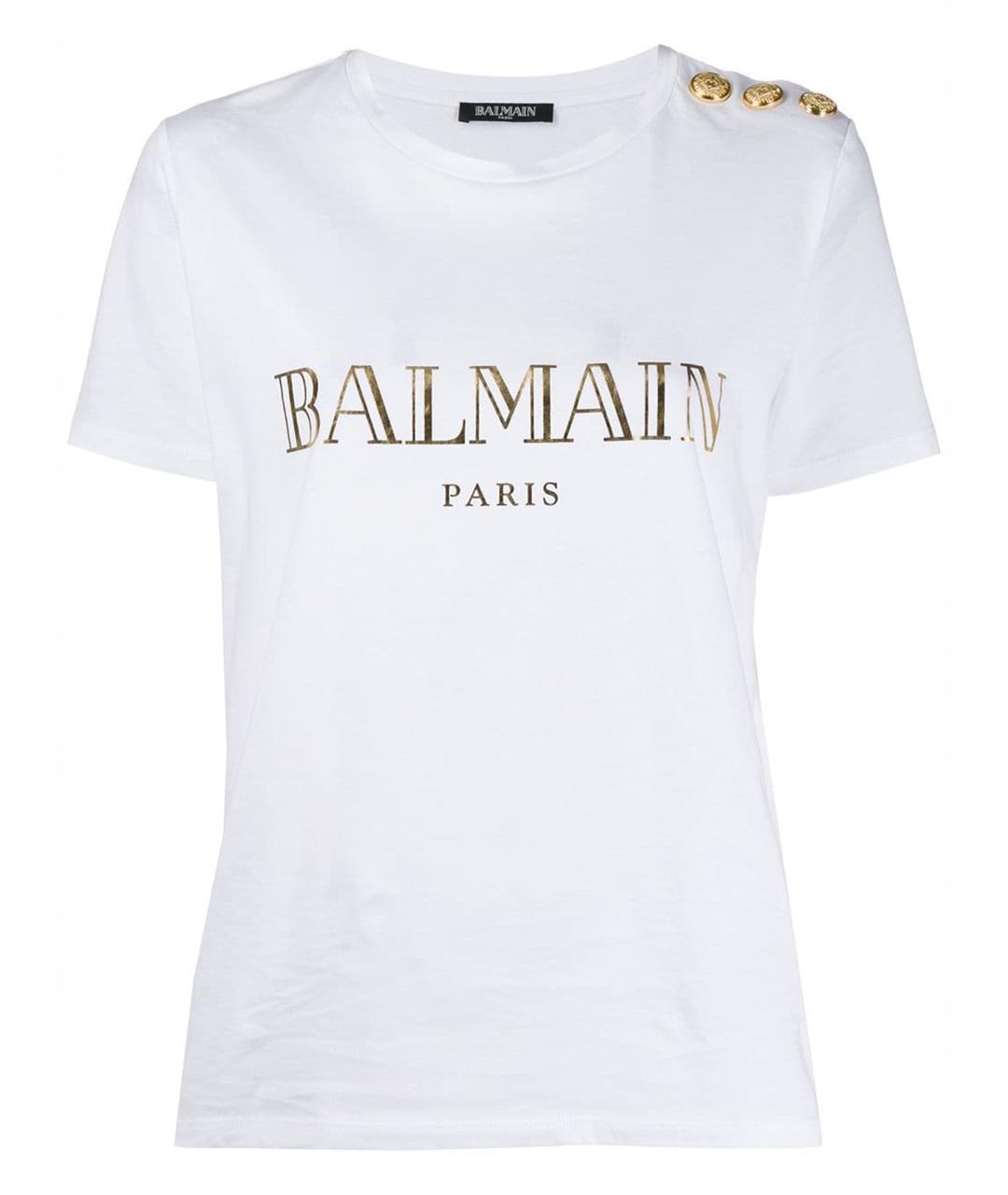 BALMAIN Белая хлопковая футболка, фото 1