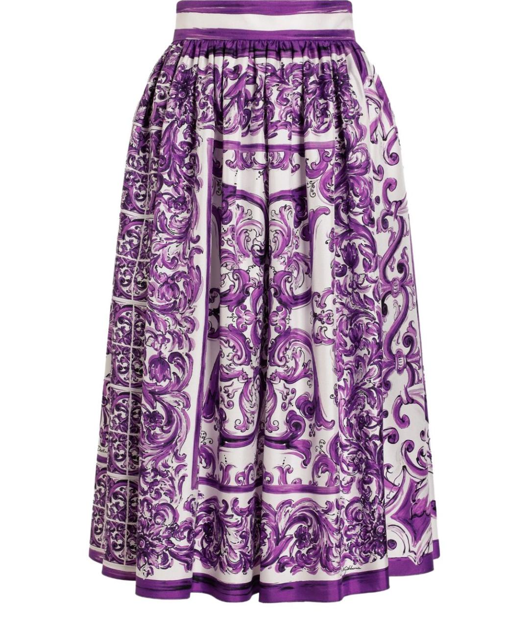DOLCE&GABBANA Фиолетовая шелковая юбка миди, фото 1