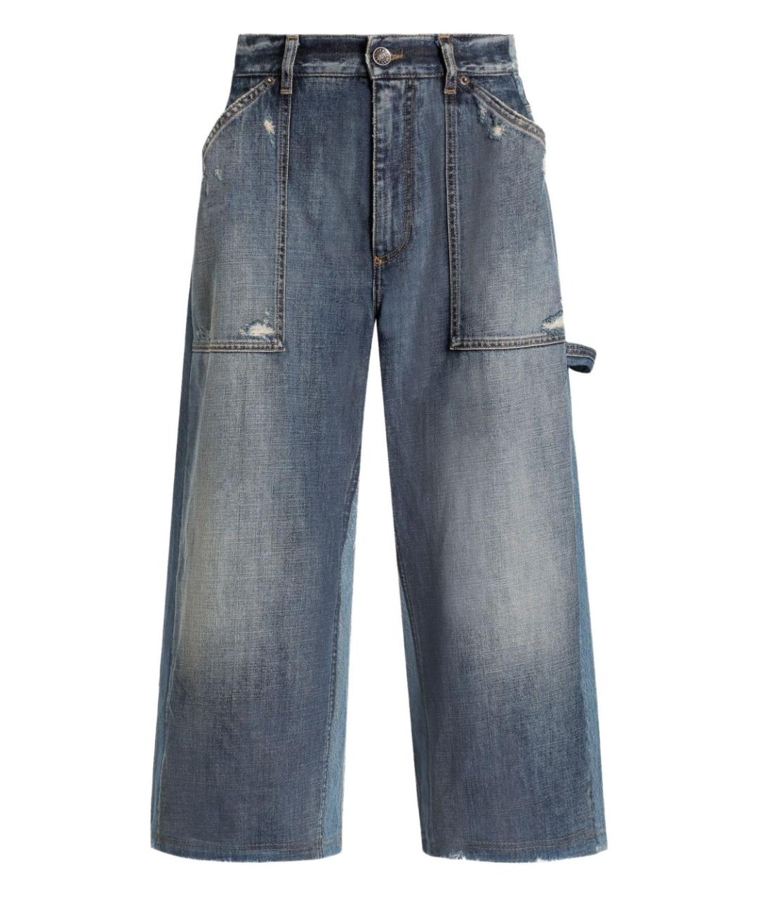 DOLCE&GABBANA Синие хлопковые прямые брюки, фото 1