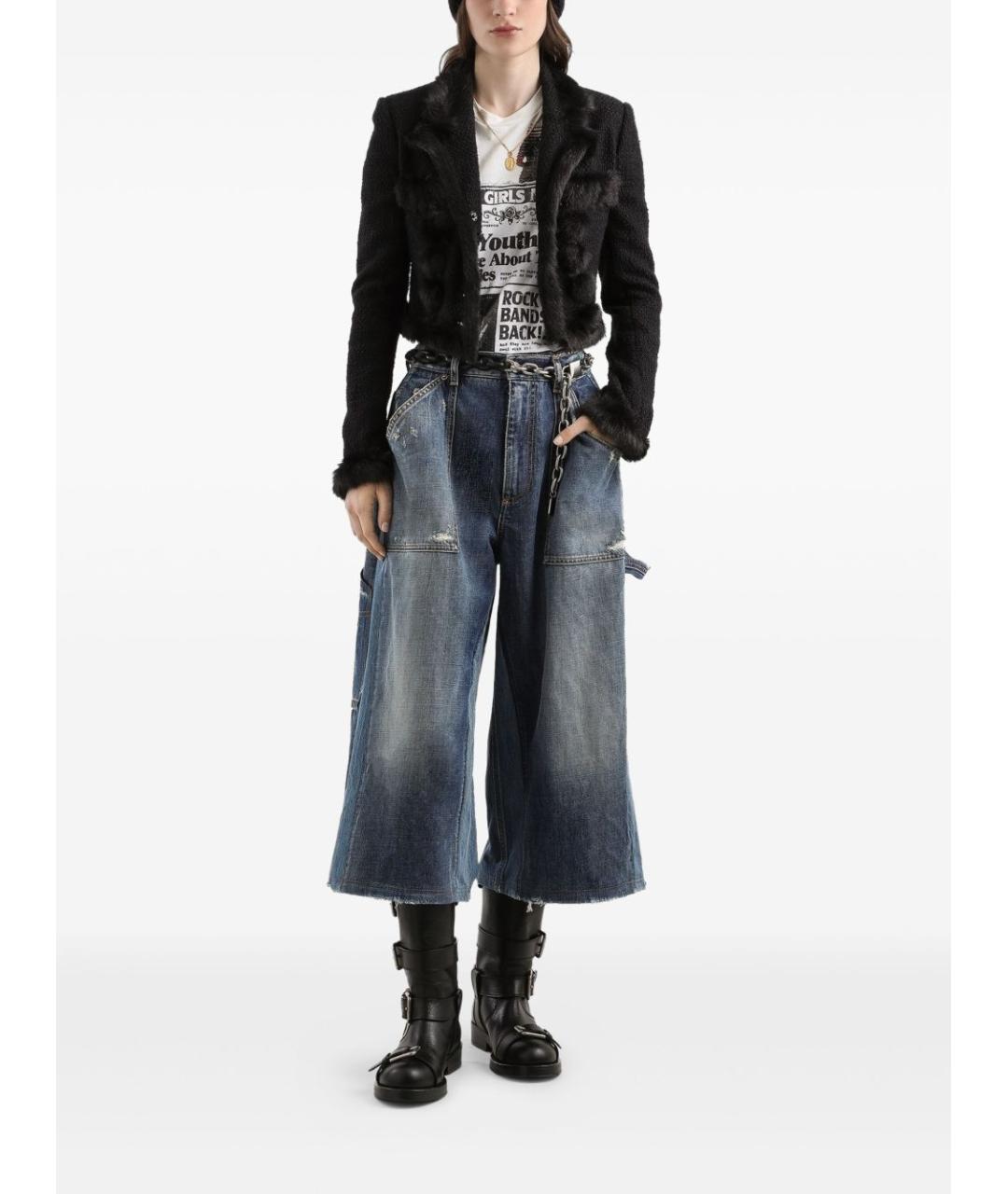 DOLCE&GABBANA Синие хлопковые прямые брюки, фото 5