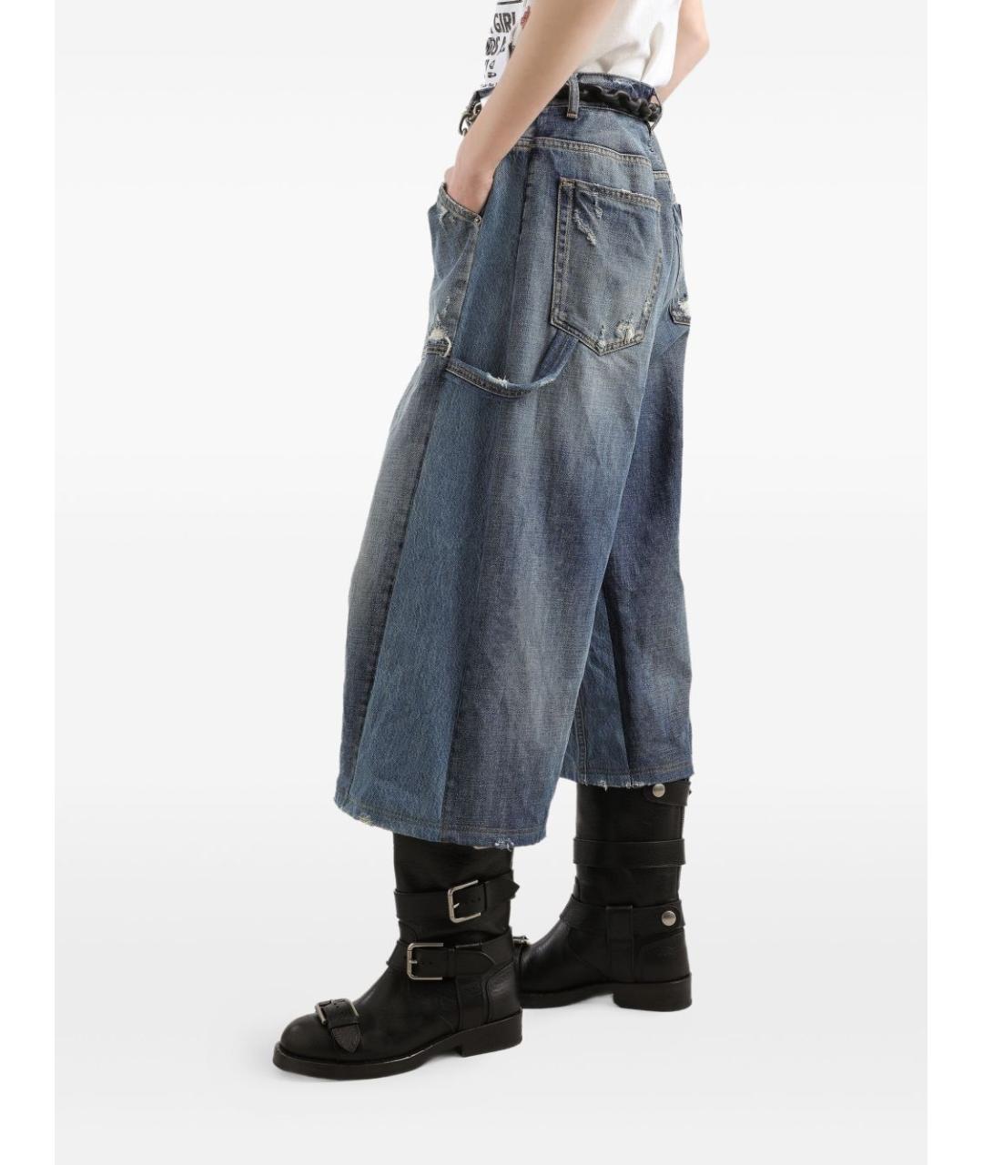 DOLCE&GABBANA Синие хлопковые прямые брюки, фото 3