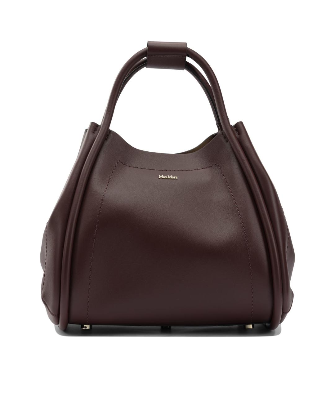 MAX MARA Бордовая кожаная сумка с короткими ручками, фото 1
