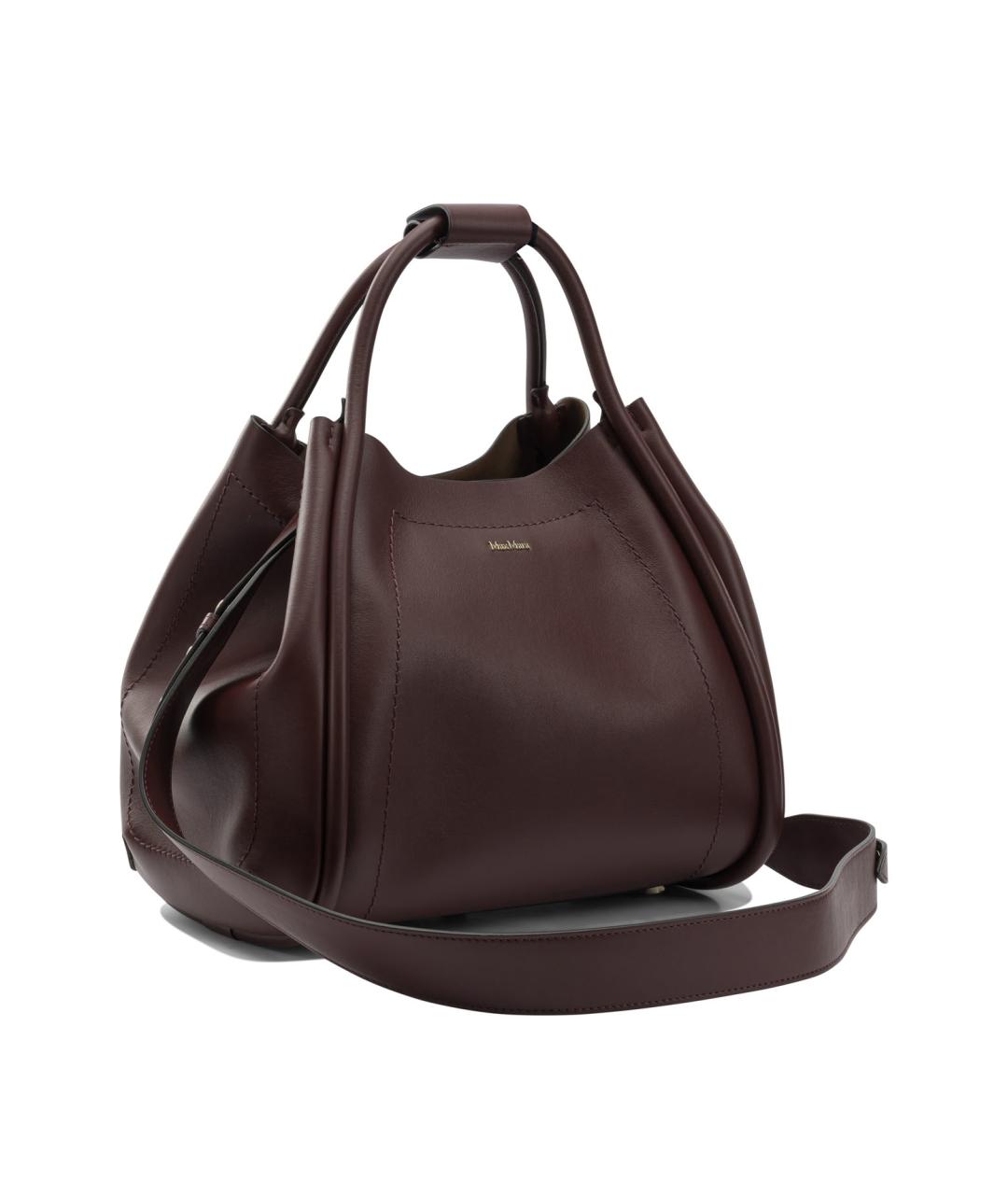 MAX MARA Бордовая кожаная сумка с короткими ручками, фото 2