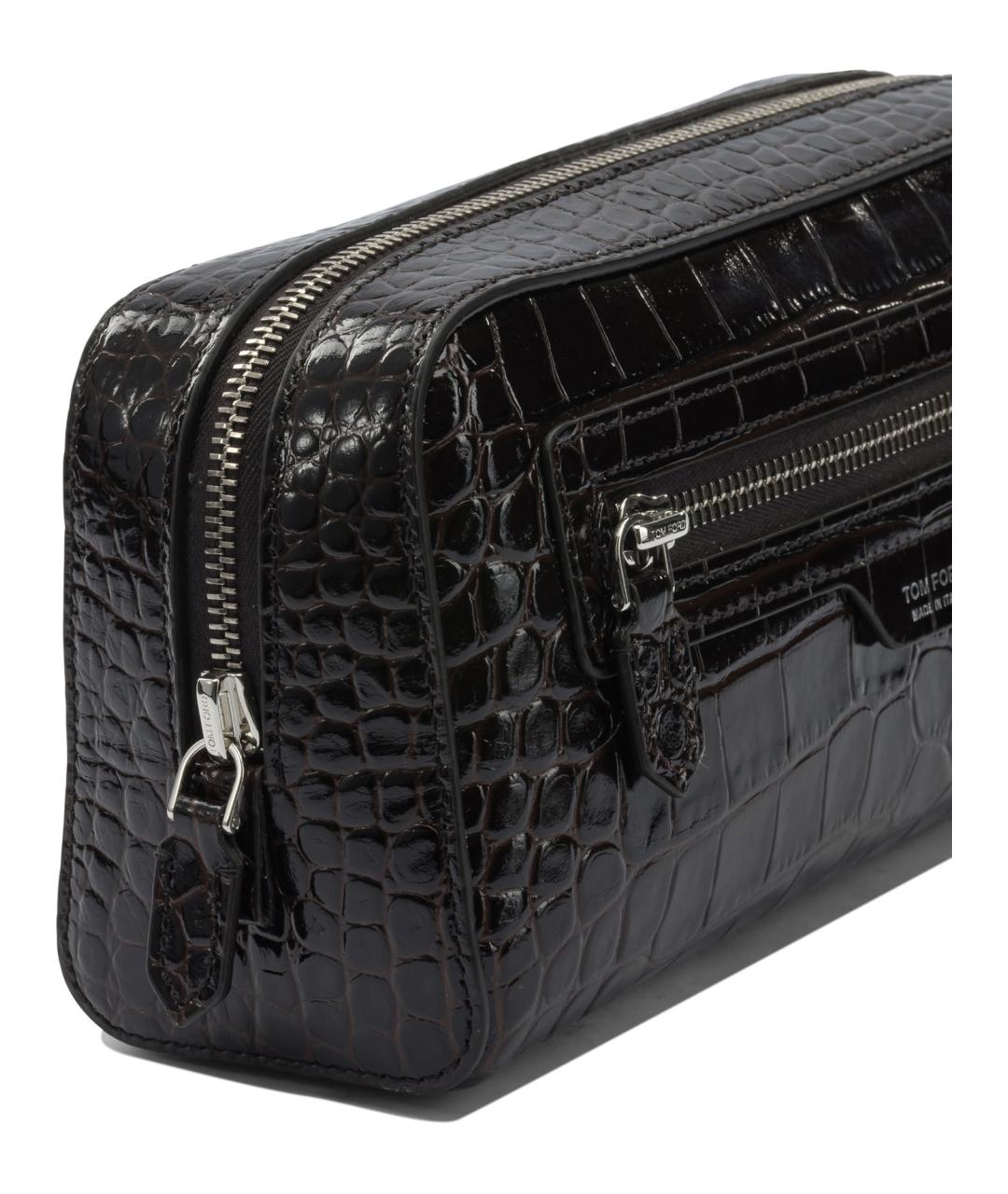 TOM FORD Коричневая барсетка из лакированной кожи, фото 3