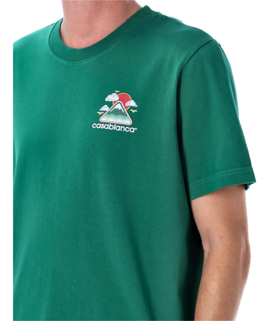 CASABLANCA Зеленая хлопковая футболка, фото 3