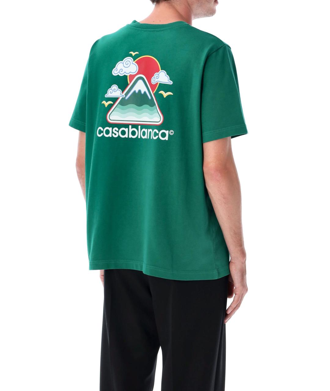 CASABLANCA Зеленая хлопковая футболка, фото 2