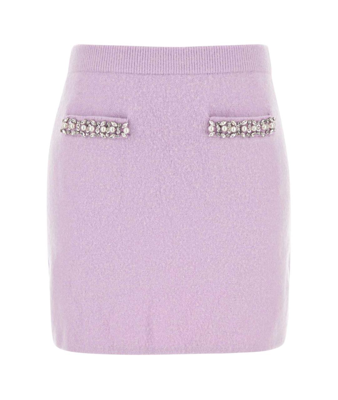 SELF-PORTRAIT Фиолетовая шерстяная юбка мини, фото 1
