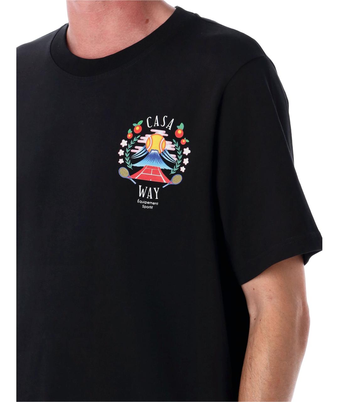 CASABLANCA Черная хлопковая футболка, фото 3