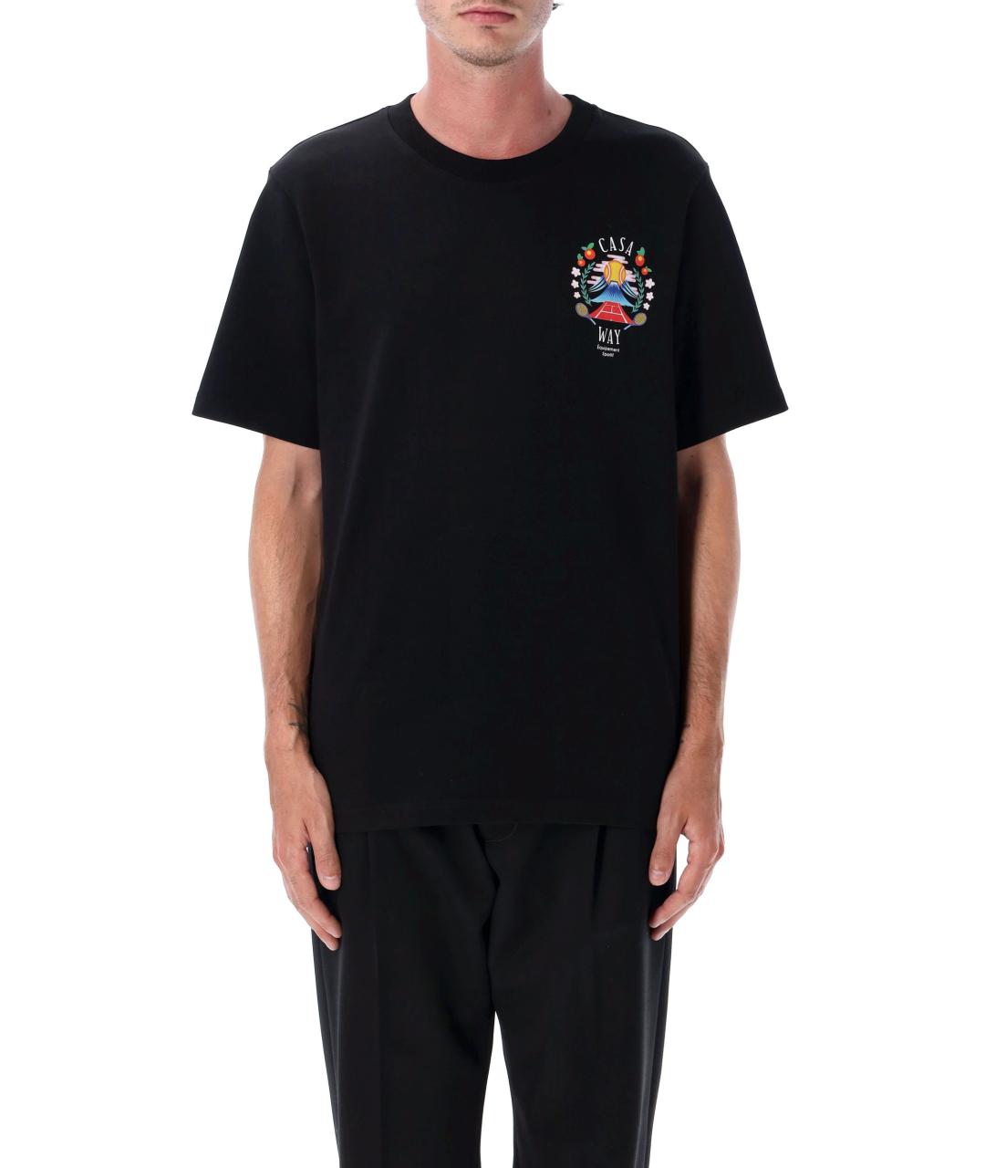 CASABLANCA Черная хлопковая футболка, фото 5