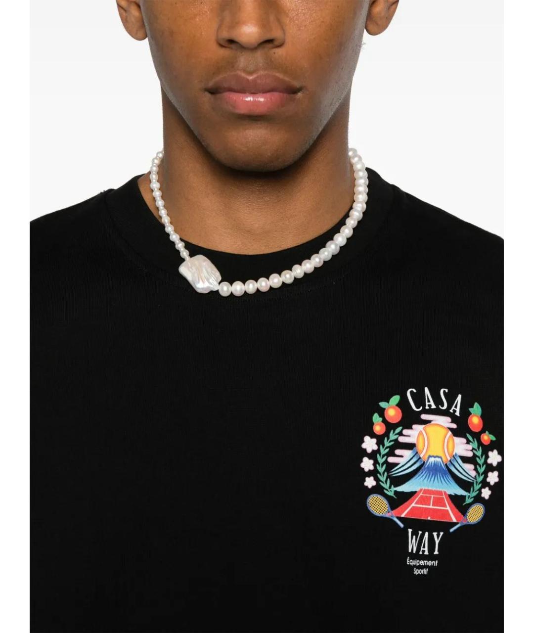 CASABLANCA Черная хлопковая футболка, фото 4