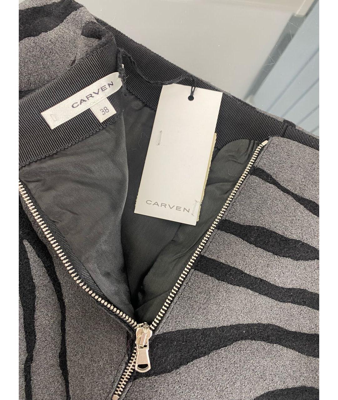 Carven Серая шерстяная юбка мини, фото 3