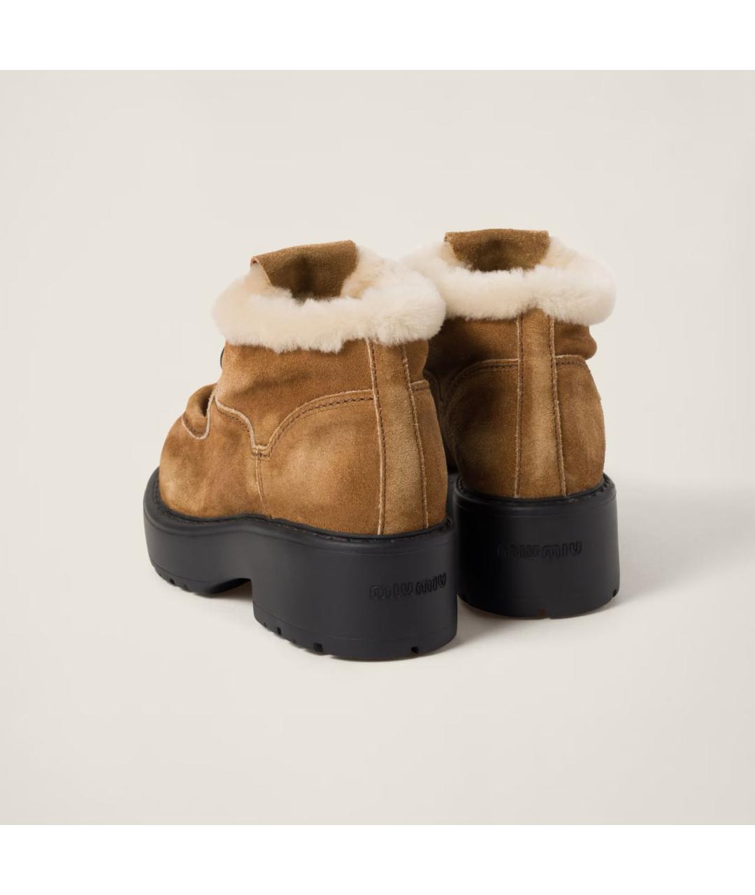 MIU MIU Коричневые кожаные ботинки, фото 3