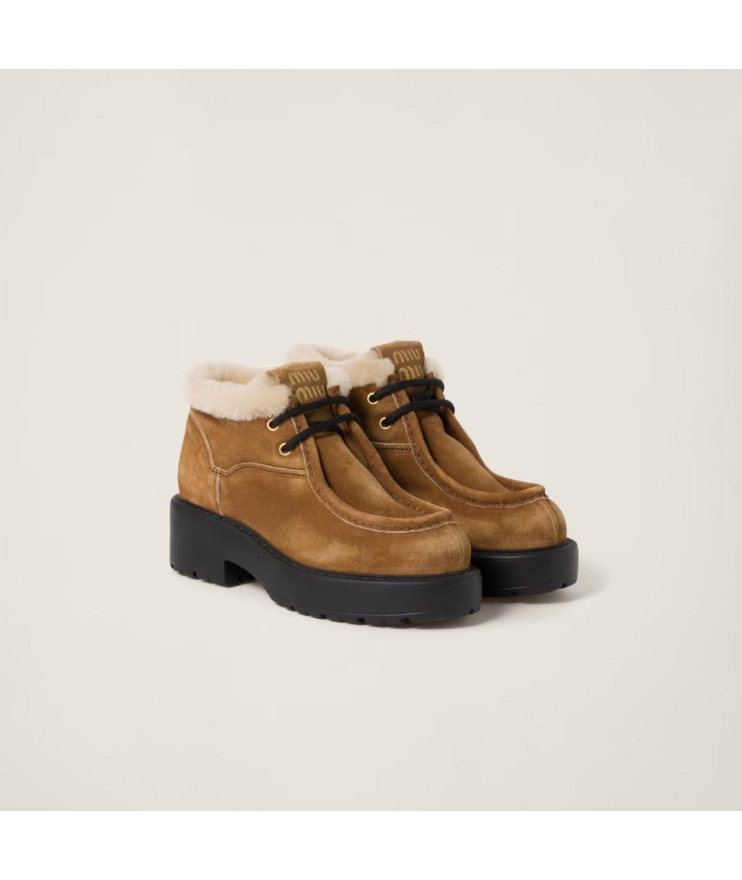 MIU MIU Коричневые кожаные ботинки, фото 5