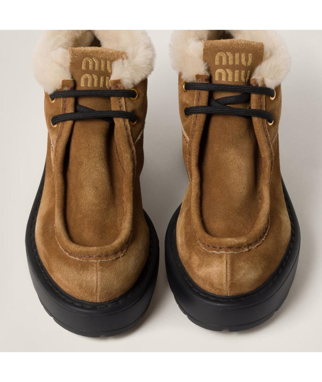 MIU MIU Коричневые кожаные ботинки, фото 4
