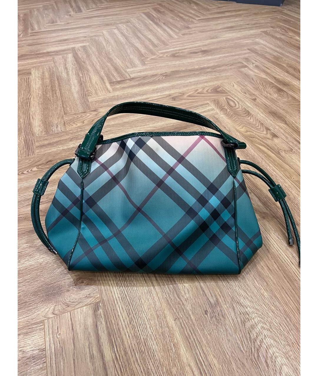 BURBERRY Зеленая синтетическая сумка с короткими ручками, фото 3