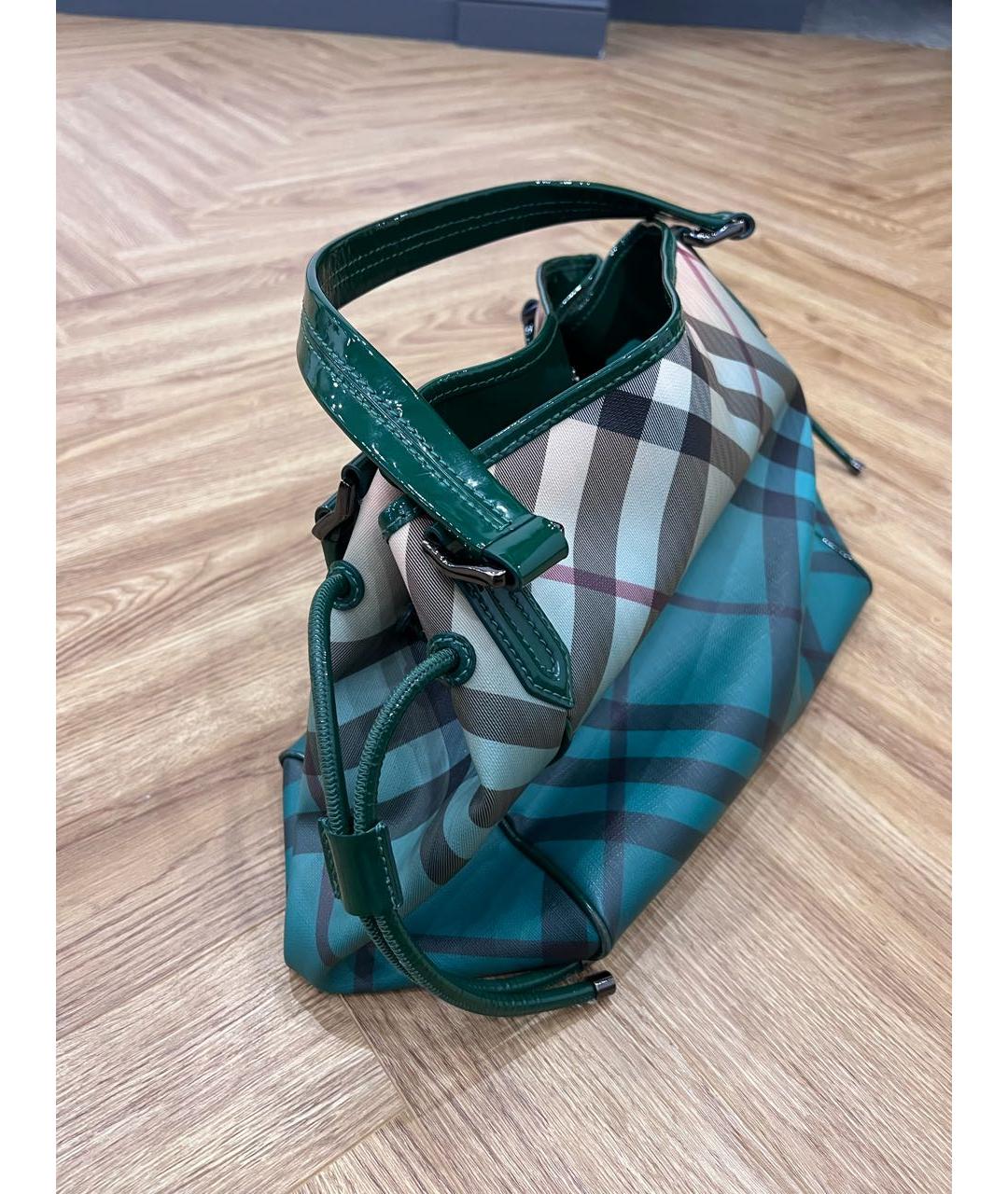 BURBERRY Зеленая синтетическая сумка с короткими ручками, фото 2