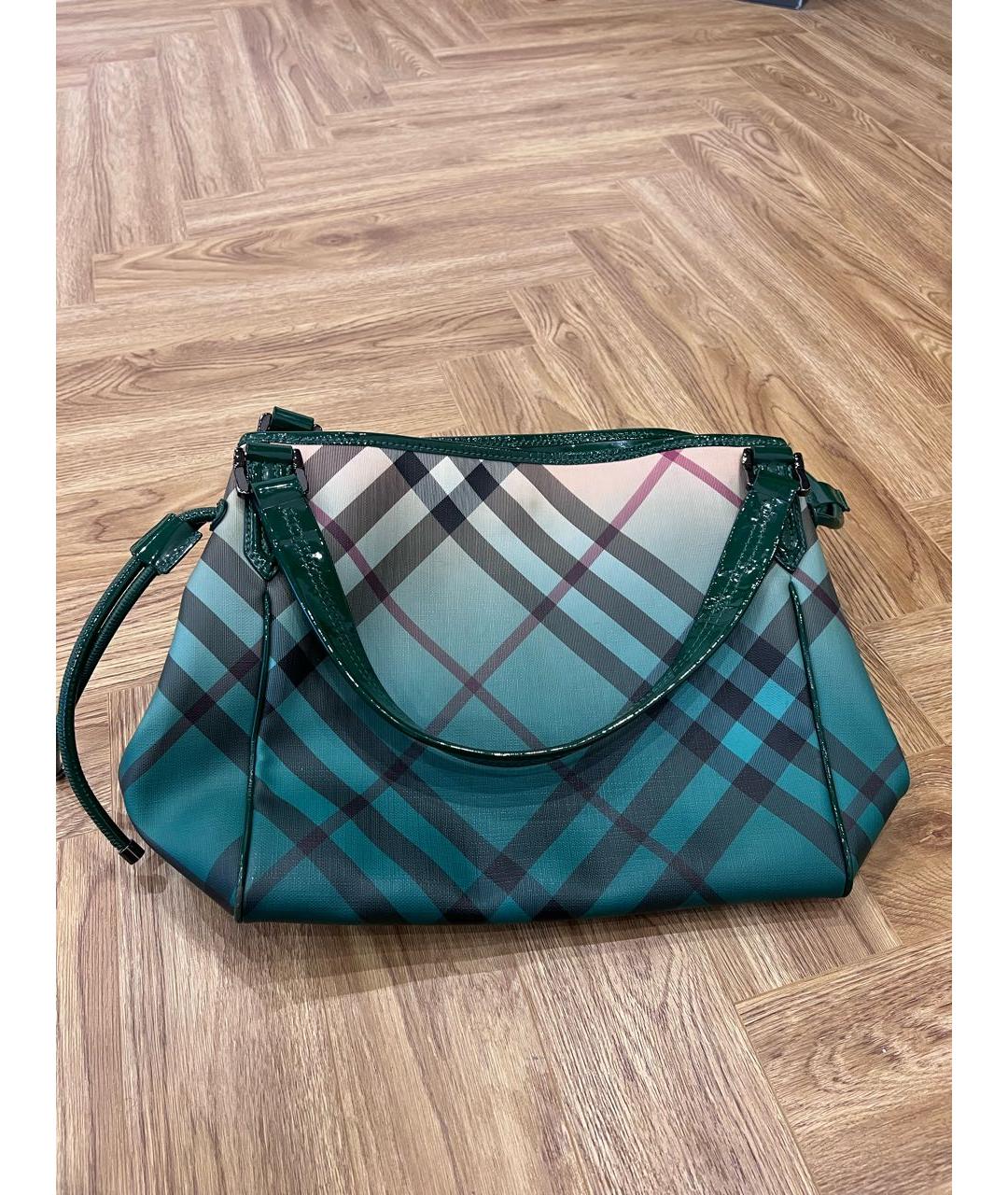 BURBERRY Зеленая синтетическая сумка с короткими ручками, фото 8