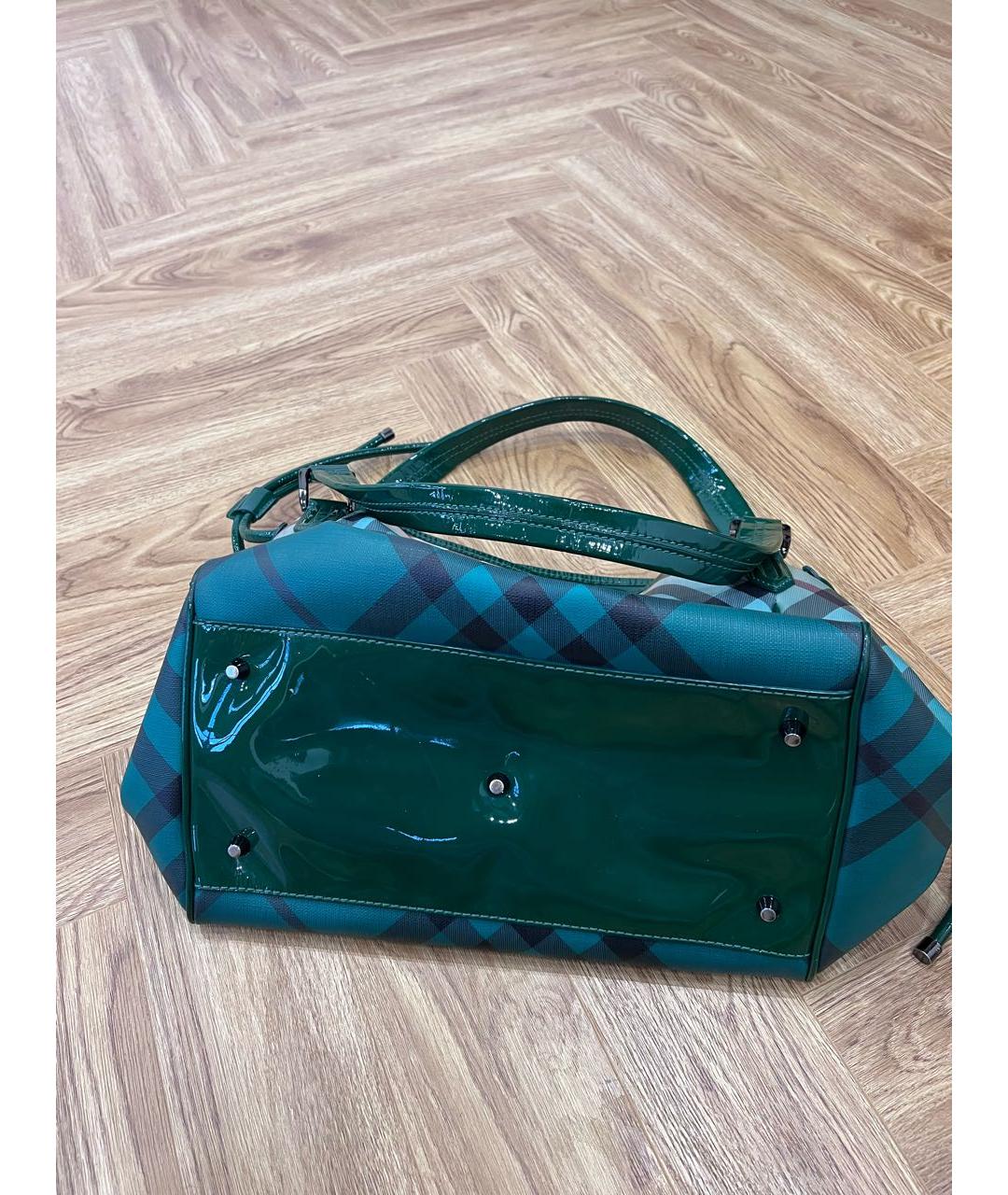 BURBERRY Зеленая синтетическая сумка с короткими ручками, фото 6