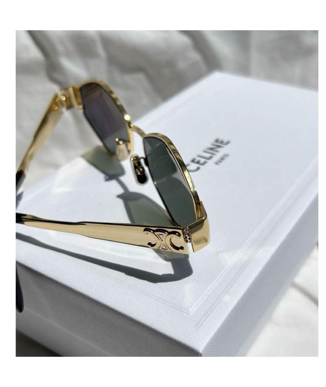CELINE Золотые металлические солнцезащитные очки, фото 4