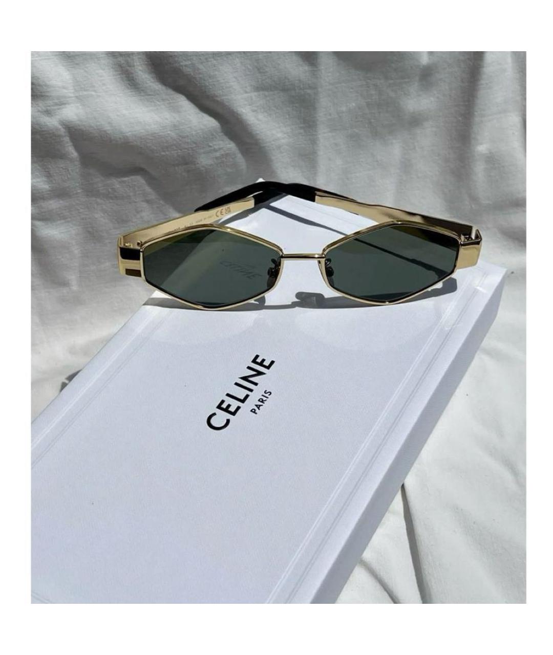 CELINE Золотые металлические солнцезащитные очки, фото 3