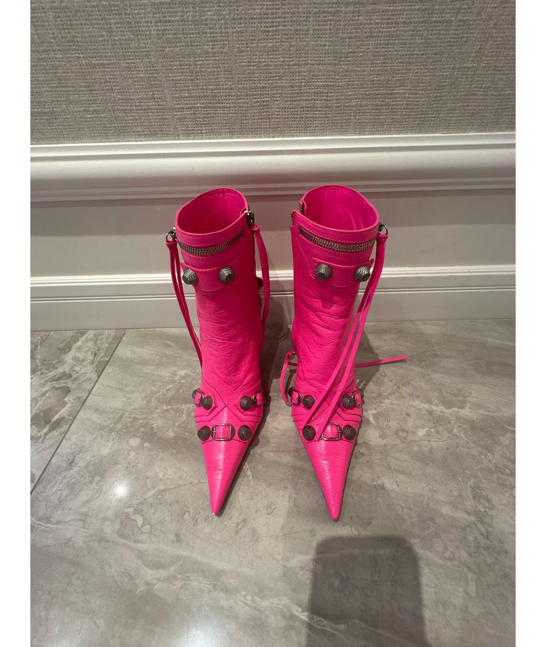 BALENCIAGA Розовые кожаные полусапоги, фото 2