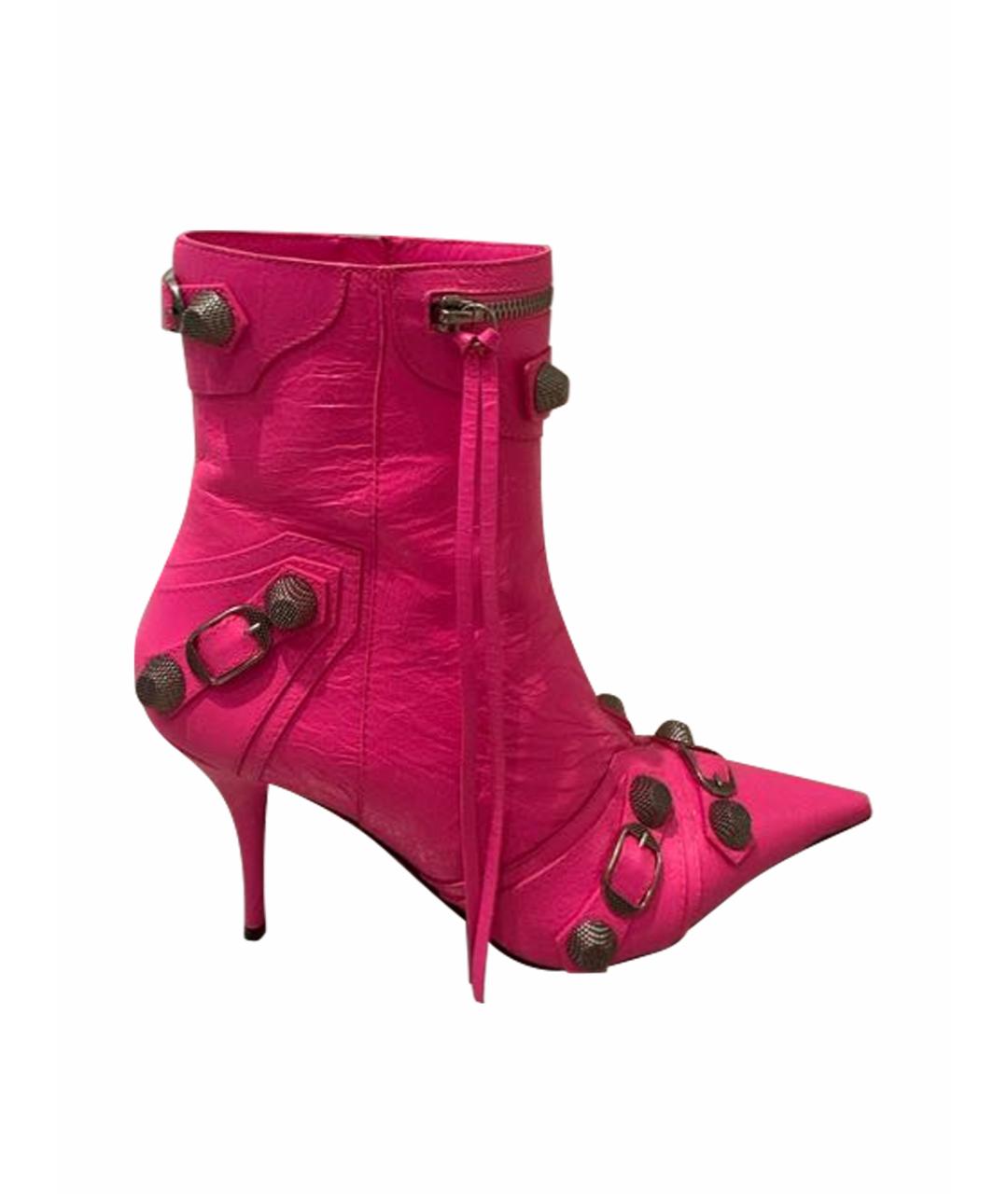 BALENCIAGA Розовые кожаные полусапоги, фото 1