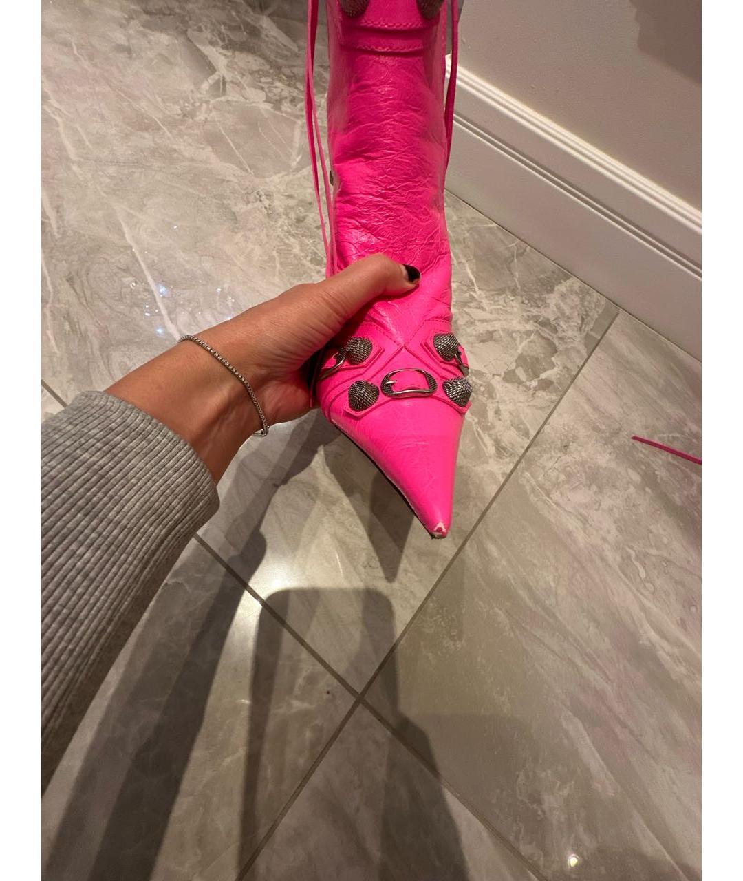 BALENCIAGA Розовые кожаные полусапоги, фото 5