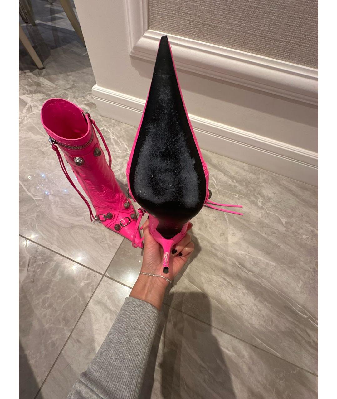 BALENCIAGA Розовые кожаные полусапоги, фото 7